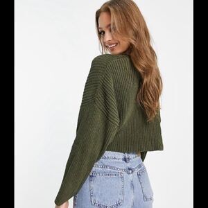 Green sweater Fashion Nova  oversized cropped olive forest green